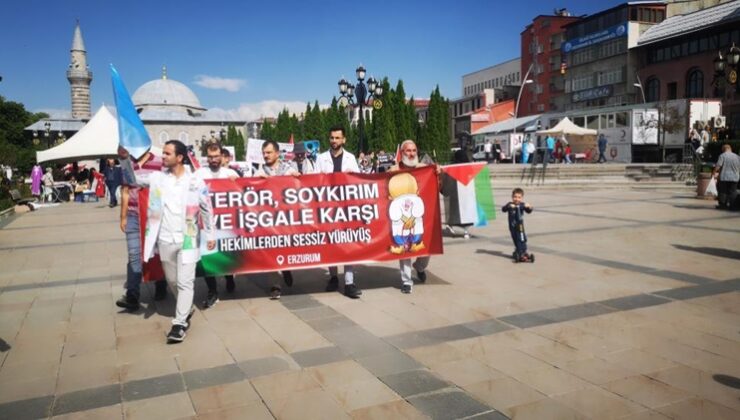 Sağlıkçıların İsrail’in Gazze’ye saldırılarını protesto yürüyüşleri devam ediyor