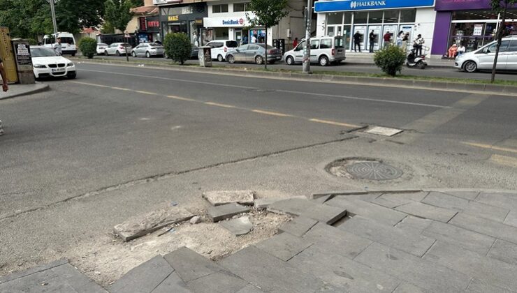 Diyarbakır’da kaldırımda bozulma