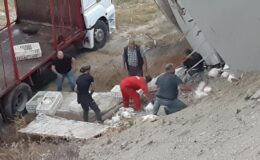 2 bin 500 canlı tavuk yüklü kamyon devrildi