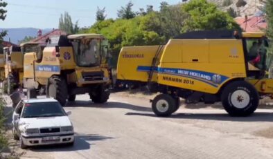 Biçerdöverlerle düğün konvoyu yapıldı