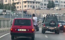 Düğün konvoyundaki tehlikeli yolculuk cep telefonu kamerasıyla görüntülendi