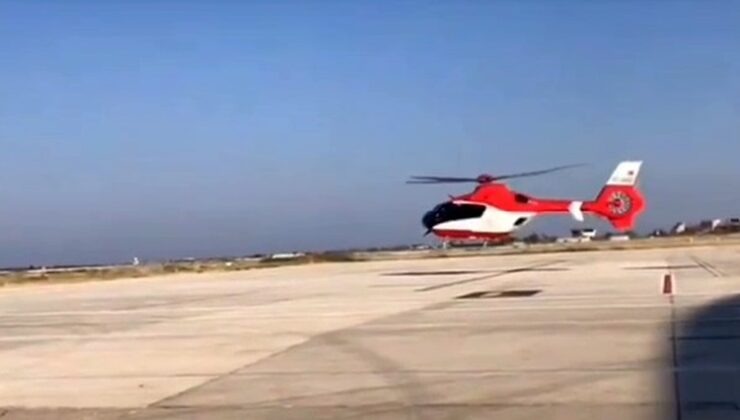 Doğum hastası kadın için ambulans helikopter havalandı