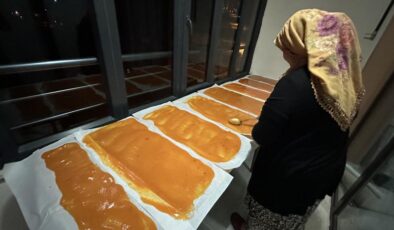 Yüksekova’da kadınlar pestil yapımında