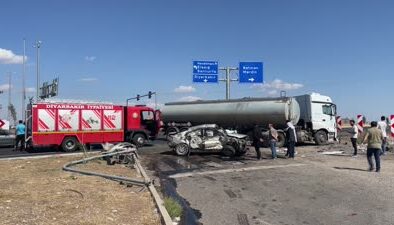 Diyarbakır’da tanker otomobile çarptı: 2’si ağır 4 yaralı