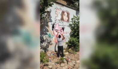 Azerbaycanlı ressam Narin Güran’ın portresini duvara resmetti