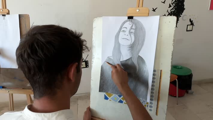 Adıyamanlı genç ressamlar, Narin Güran’ı resmetti