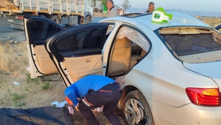 Sürüye çarpan otomobile arkadan gelen kamyon çarptı