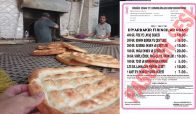 Diyarbakır’da Ekmek Fiyatlarına yine zam geldi: 400 Gram ekmek 18 TL