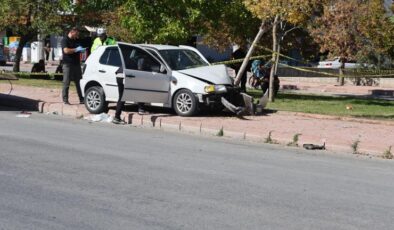 Kalp krizi geçiren sürücü ağaca çarparak durabildi