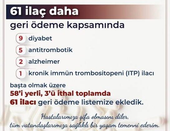 61 yeni ilaç geri ödeme listesine eklendi
