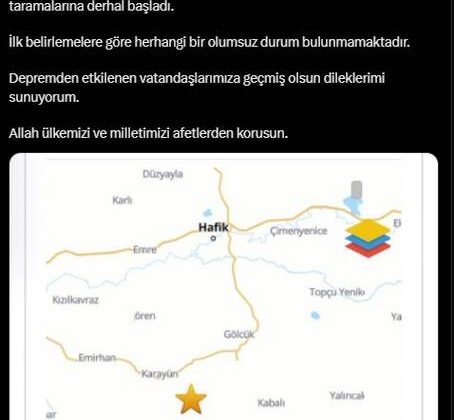 Bakan Yerlikaya: “Sivas’taki depremlerde olumsuz durum yok”