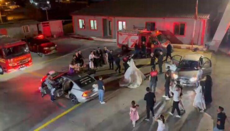Diyarbakır’da damat itfaiye istasyonunda arkadaşlarıyla eğlendi