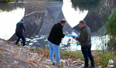 Diyarbakır’da derede balıkların yüzeye çıkması inceleniyor