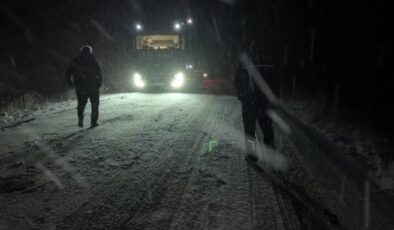 Kar ve buzlanma nedeniyle tırlar yolda kaldı