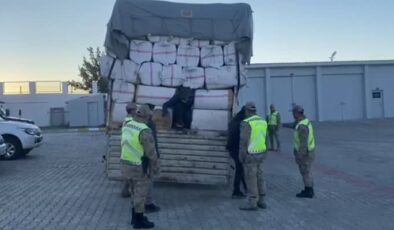 Tırın dorsesindeki saman balyalarının arasına gizlenen 36 düzensiz göçmen yakalandı