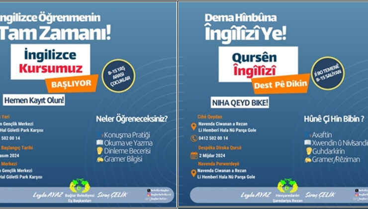 Diyarbakır’da ücretsiz dil kursları başlıyor