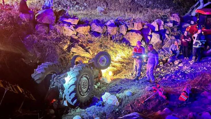 Devrilen traktörün sürücüsü öldü, 1 kişi yaralandı