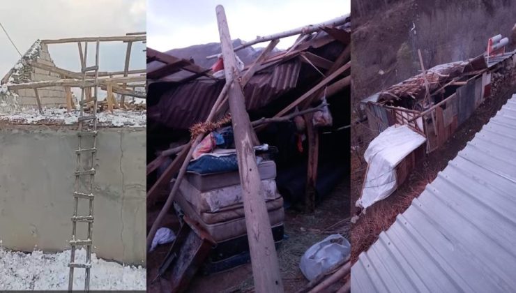 Hakkari’de fırtına 3 evin çatısını uçurdu