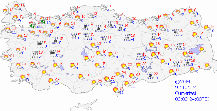Diyarbakır’da açık hava, Marmara’da yağmur ve sis bekleniyor