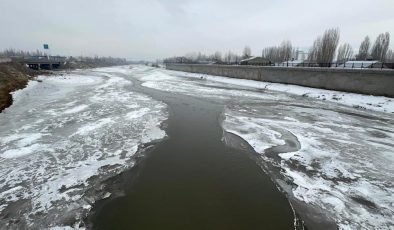 Ağrı’da dondurucu soğuklar: Murat Nehri buz tuttu