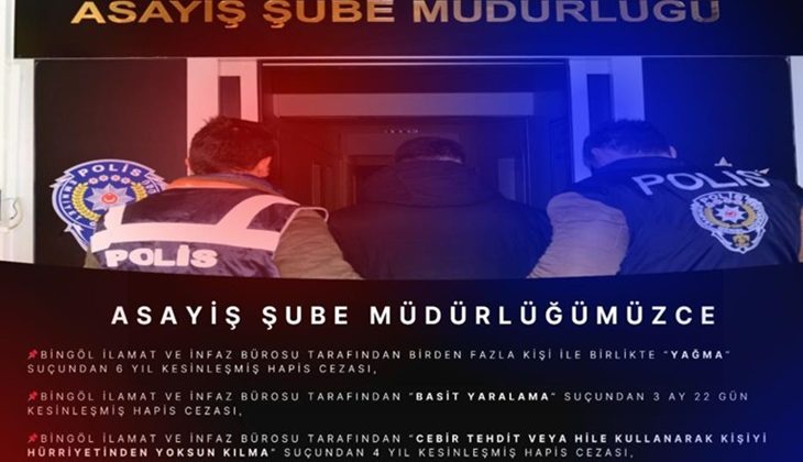 Bingöl’de kesinleşmiş hapis cezası bulunan 6 zanlı yakalandı