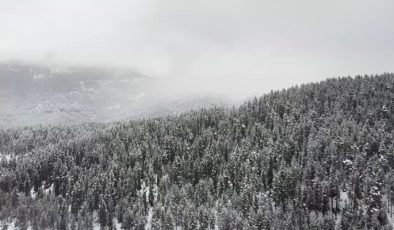 Ilgaz Dağı’nın beyaz örtüsü dronla göz kamaştırdı