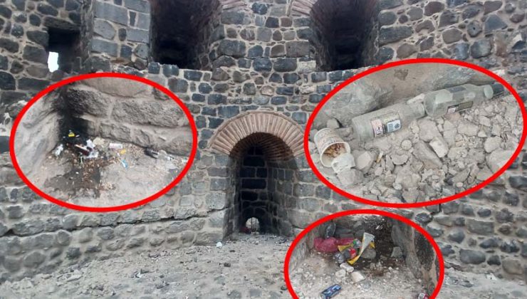 Hz. Süleyman yerleşkesindeki surlarda alkol şişeleri şaşkınlık yarattı