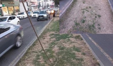 Orta refüj aydınlatma kablosu yerlerde!