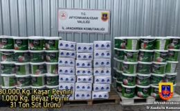 30 ton kaşar peyniri ve 31 ton süt ürünü ele geçirildi