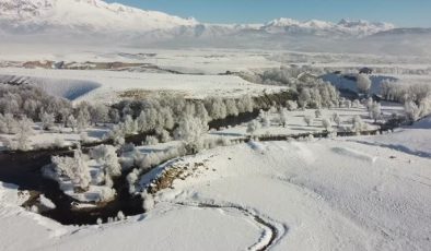 Kırağıyla kaplanan Munzur ve Pülümür vadileri dronla görüntülendi