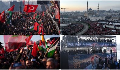 Filistin’e destek için yüz binlerin Galata Köprüsü’nde buluştuğu eylem sona erdi