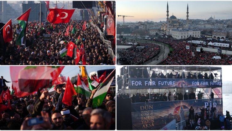 Filistin’e destek için yüz binlerin Galata Köprüsü’nde buluştuğu eylem sona erdi