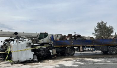 Adıyaman’da tır ile vincin çarpıştığı kazada 2 kişi ağır yaralandı