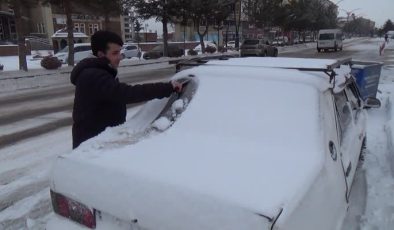 Ahlat’ta kar yağışı etkili oldu, yollar beyaza büründü