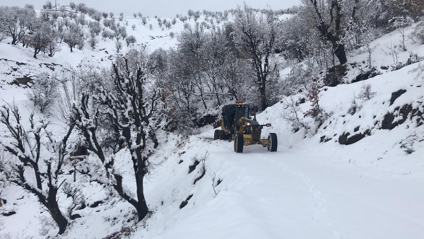 Kulp’ta kar yağışı yollarını kapattı, belediye ekipleri seferber oldu