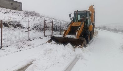 Hazro Belediyesi, karla kapanan yolları açmak için seferber oldu