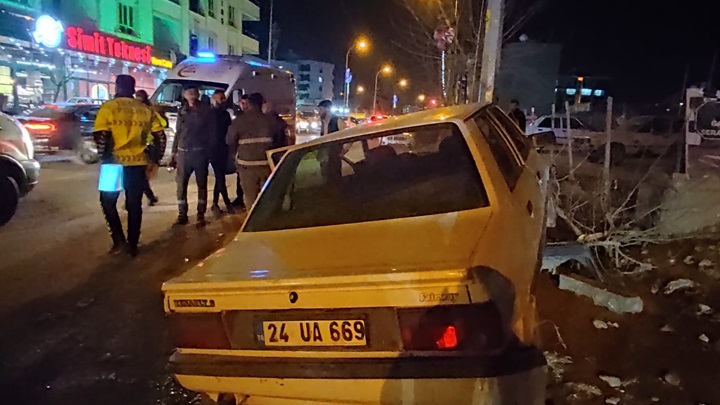 Aydınlatma direğine çarpan otomobildeki 2 kişi yaralandı