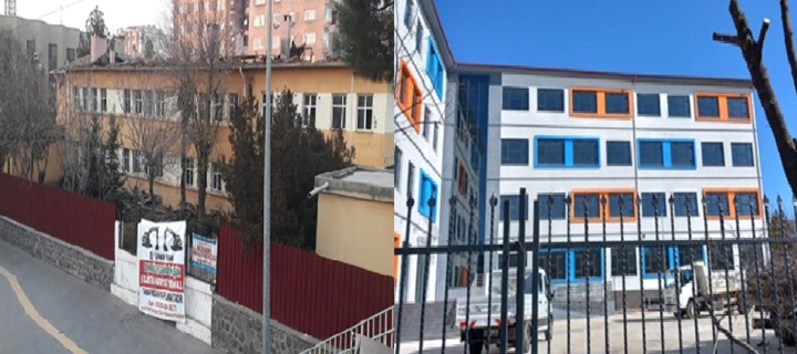Eski okul binası yerine modern bina yapıldı