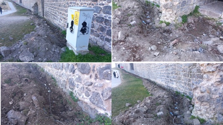 Sur dibinde açık elektrik kabloları!