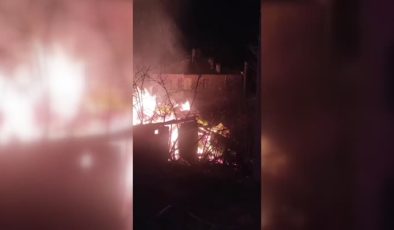 İki katlı ahşap ev yandı, iki büyükbaş hayvan öldü