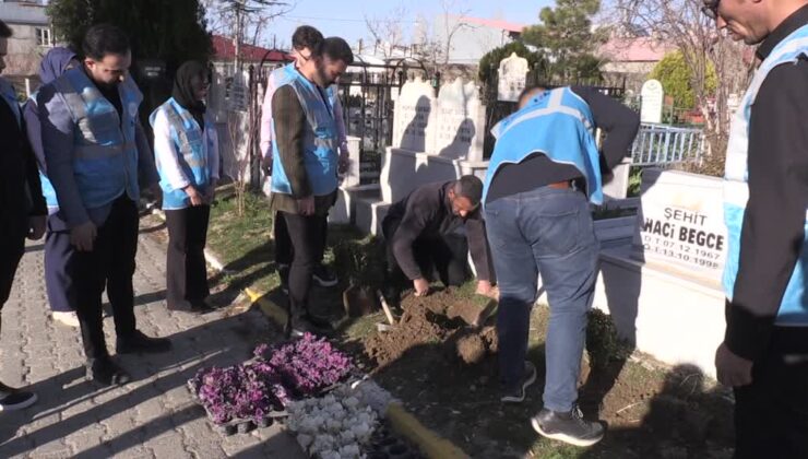 AK Parti’li gençler, şehit kabirlerinde temizlik yaptı