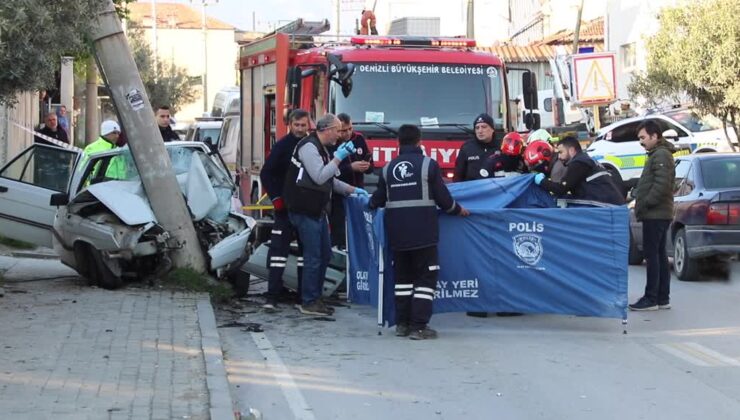 Aydınlatma direğine çarpan araçtaki sürücü hayatını kaybetti