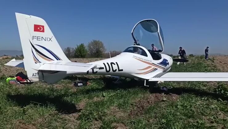 Yenişehir’de eğitim uçağı tarlaya acil iniş gerçekleştirdi
