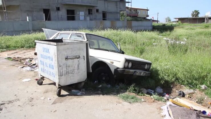 Hacizli otomobil çöpte bulundu
