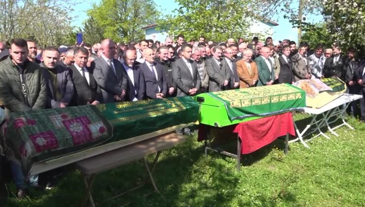 Heyelanda hayatını kaybeden baba ve 2 kızı toprağa verildi