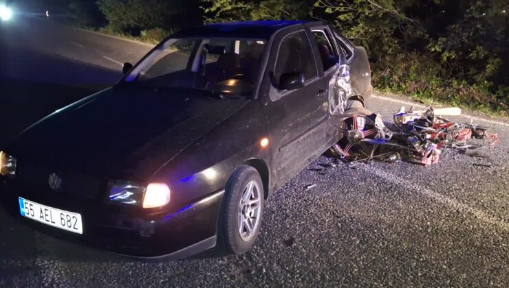 Otomobille çarpışan motosiklet sürücüsü ağır yaralandı