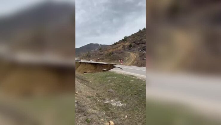 Kelkit-Erzincan yolunda çökme: Trafik çift yönlü durduruldu