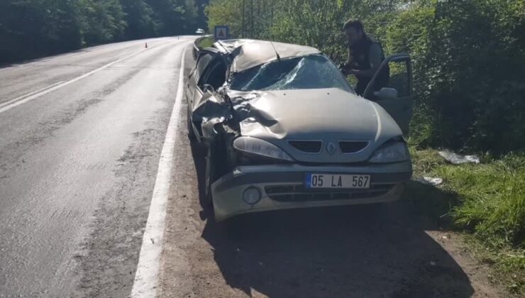 Seyir halindeki araca kaya isabet etti: 5 kişilik aile yaralandı