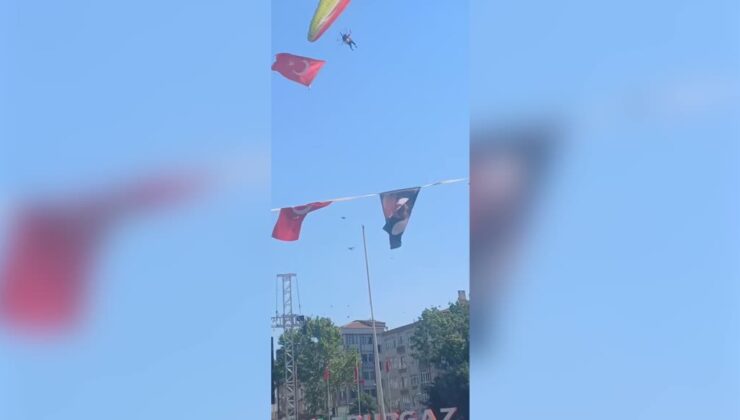 Kırklareli’nde gösteri uçuşu yapan paramotor kamyonetin üzerine düştü