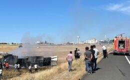 Şırnak’ta seyir halindeyken alev alan tır yandı